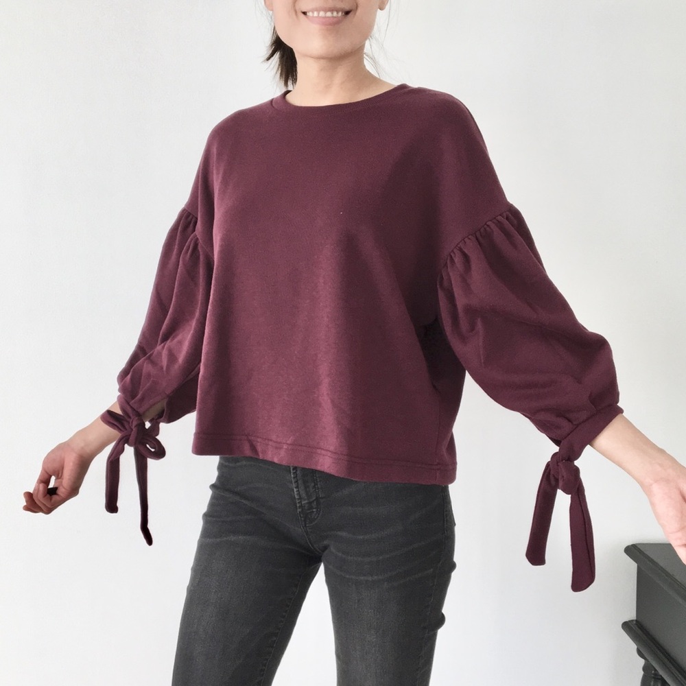 Langley crew sweater top with sleeve detail - Picture 2 of 8